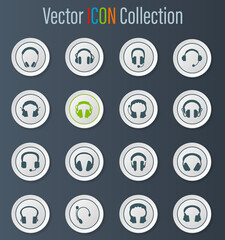 Headphones icons set