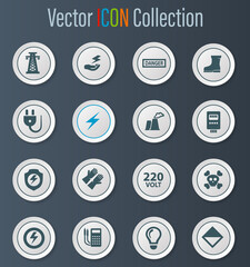 High voltage icons set