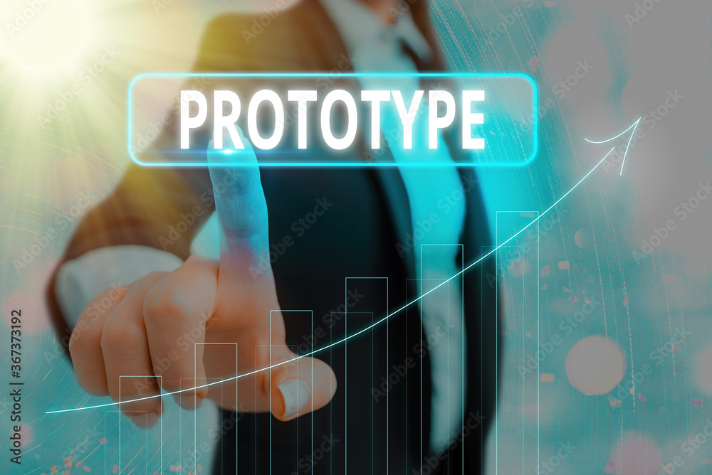 Poster text sign showing prototype. business photo showcasing first and usually functional form of a new ty