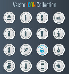 Household chemicals icons set