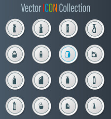 Household chemicals icons set