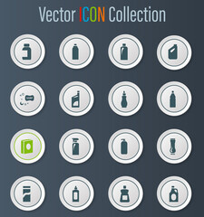 Household chemicals icons set