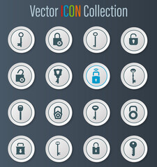 Lock and Key icons set