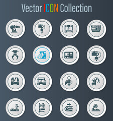 Machine tool icons set