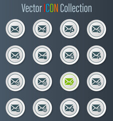 Mail and envelope icons set