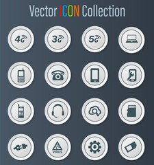 Mobile connection icons set