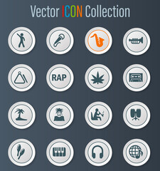 Rap Music icons set