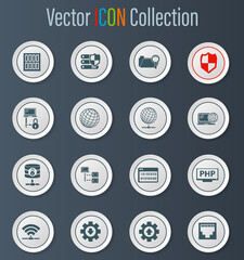 Internet, server, network icons set