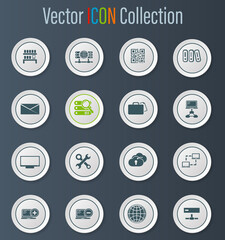 Internet, server, network icons set