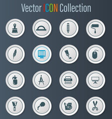 Art tools icons set