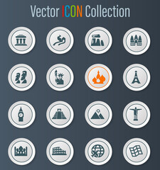 Travel and Wonders icons set
