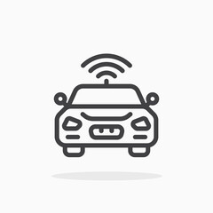 Autonomous car icon in line style. Editable stroke.