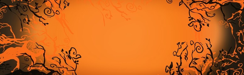 Ombre blended soft color Autumn orange, yellow wide border header design with color blend and design