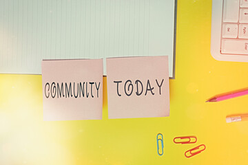 Word writing text Community. Business photo showcasing with a common characteristic or interest...