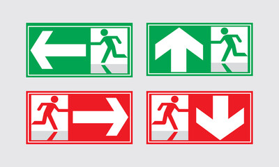 Entry and Exit arrow direction vector sign, exit arrow icon, exit sign vector.