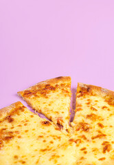 Cheese pizza with mozzarella. Plain pizza with melted cheese isolated