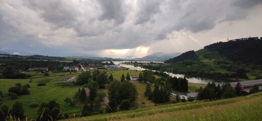 Obraz premium Aerial view of Liptovska Mara reservoir in Slovakia