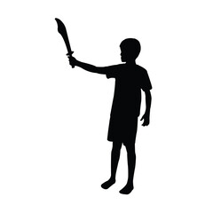a child with sword, silhouett vector