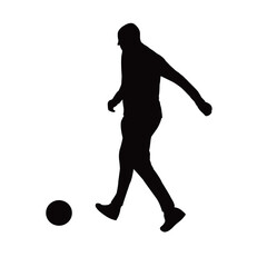 a man playing football, silhouette vector