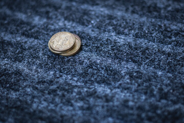 coins on blue background