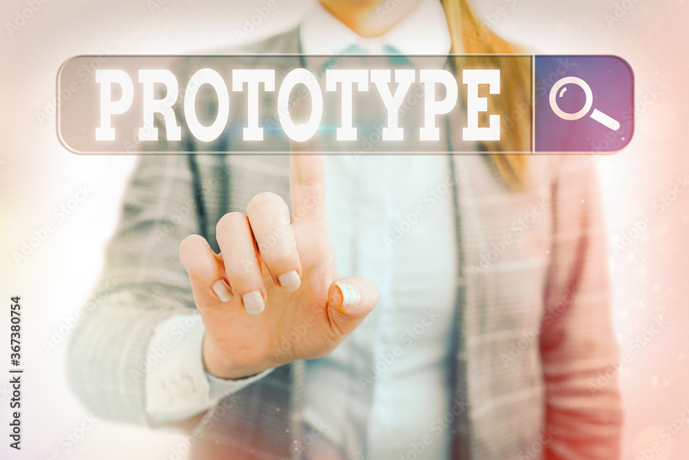 Poster word writing text prototype. business photo showcasing first and usually functional form of a new ty