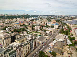 Fototapeta na wymiar Aerial drone view. View of the Podil in Kiev.