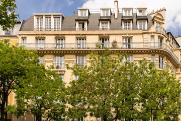 Fototapeta na wymiar Paris, typical facade, beautiful ancient building 