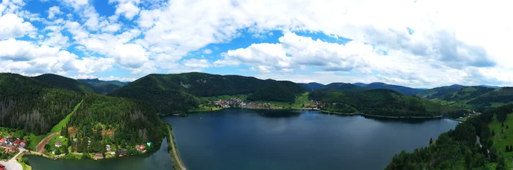 Foto op Canvas Aerial view of the Palcmanska masa water reservoir in the village of Dedinky © Peter
