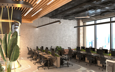 3d render of modern working office