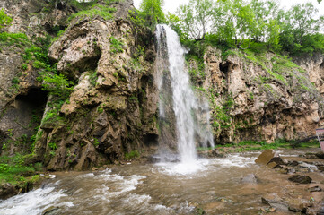 Honey waterfalls in Caucasus mountains
