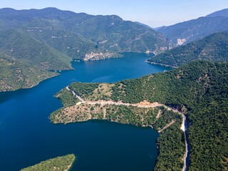 Aerial view of The Vacha (Antonivanovtsi) Reservoir, Bulgaria