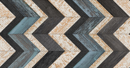 Weathered wooden boards texture.	Old seamless parquet floor with chevron pattern. 

