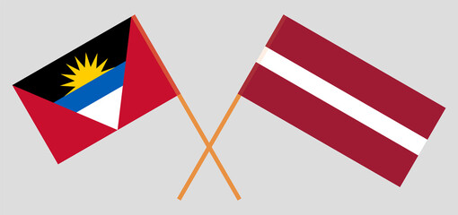 Crossed flags of Antigua and Barbuda and Latvia