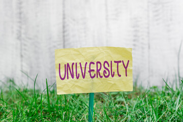 Handwriting text writing University. Conceptual photo institution of higher learning providing...