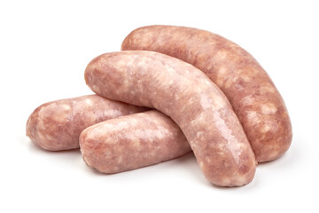 Italian sausages, Raw Salsiccia Sausages, isolated on a white background
