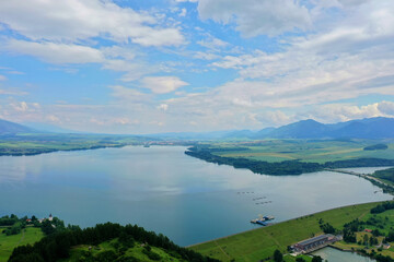 Fototapeta na wymiar Aerial view of Liptovska Mara reservoir in Slovakia