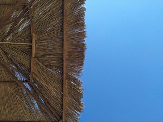 Reed bumboo roof of summer beach house