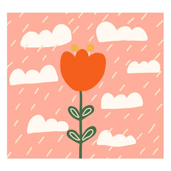 flower in the rain illustration