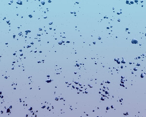 Rocks and debris flying through sky, 3d render