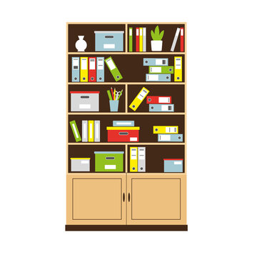 Office bookcase with books and folders