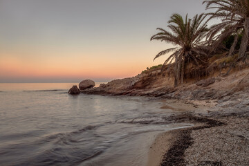 Fototapeta na wymiar sunset on the beach in sardinia 