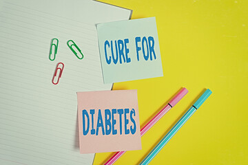 Handwriting text Cure For Diabetes. Conceptual photo looking for medication through...