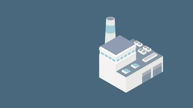 Moving factory infographic design. Animation. text can be written on the side. Transparent video. alpha
