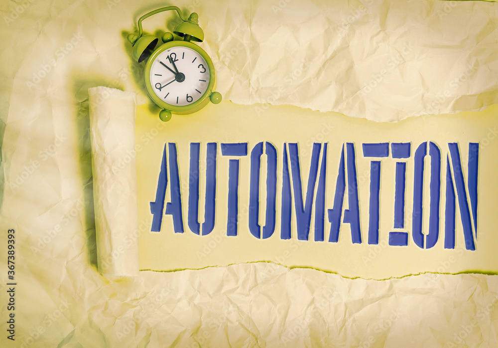 Poster handwriting text writing automation. conceptual photo automatically controlled operation of an appar