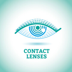 Eye icon with contact lens  - vector illustration