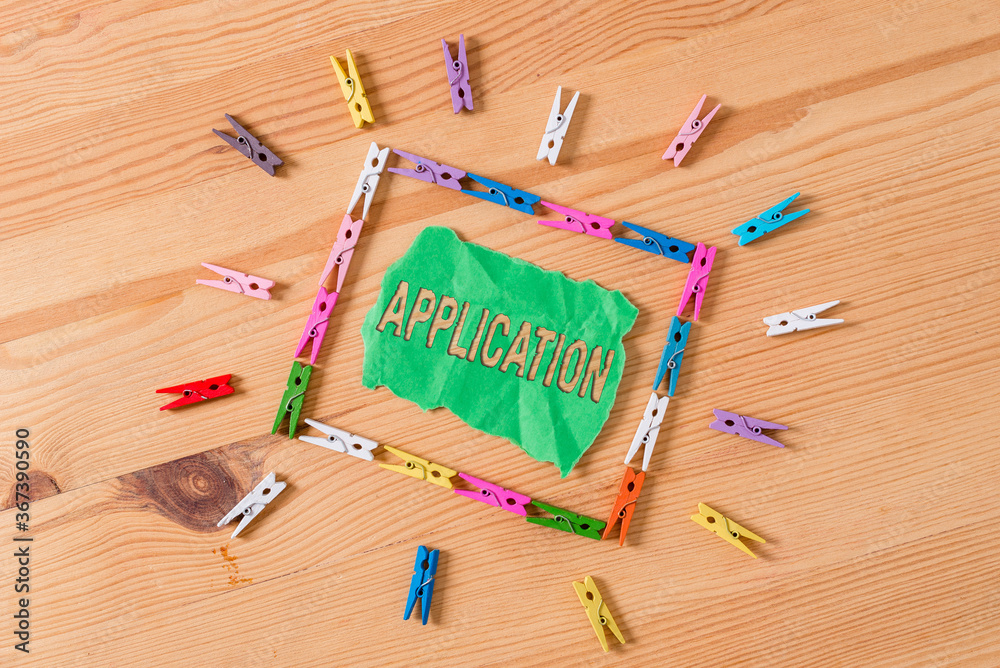 Poster conceptual hand writing showing application. concept meaning computer program that is designed for a