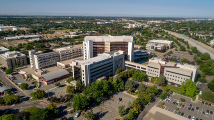 Boise City sprawl and local hospital standing tall