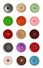 Set of sewing buttons on white background