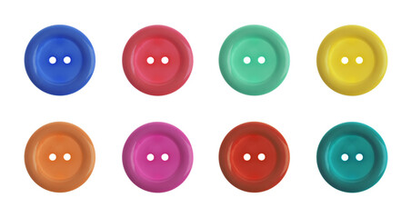 Fototapeta premium Set of sewing buttons on white background, banner design