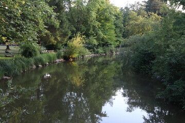 Bad Woerishofen, Bayern/ Germany - July 05 2019: spa gardens (Kurpark) of Bad Woerishofen, Germany